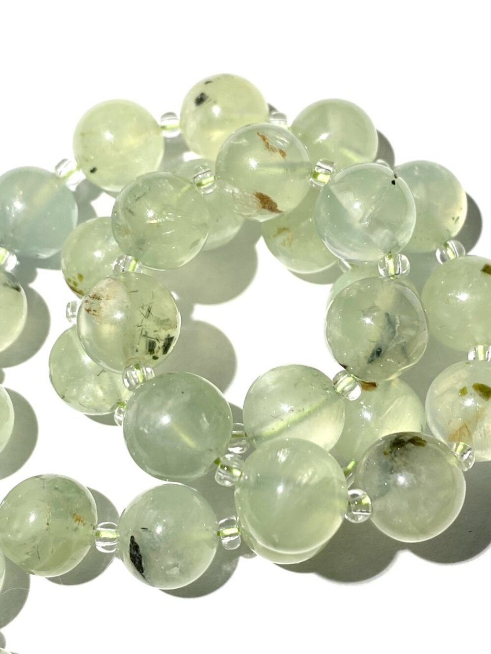 Pale Green Prehnite Necklace, Genuine Gemstone Classic Beaded Necklace